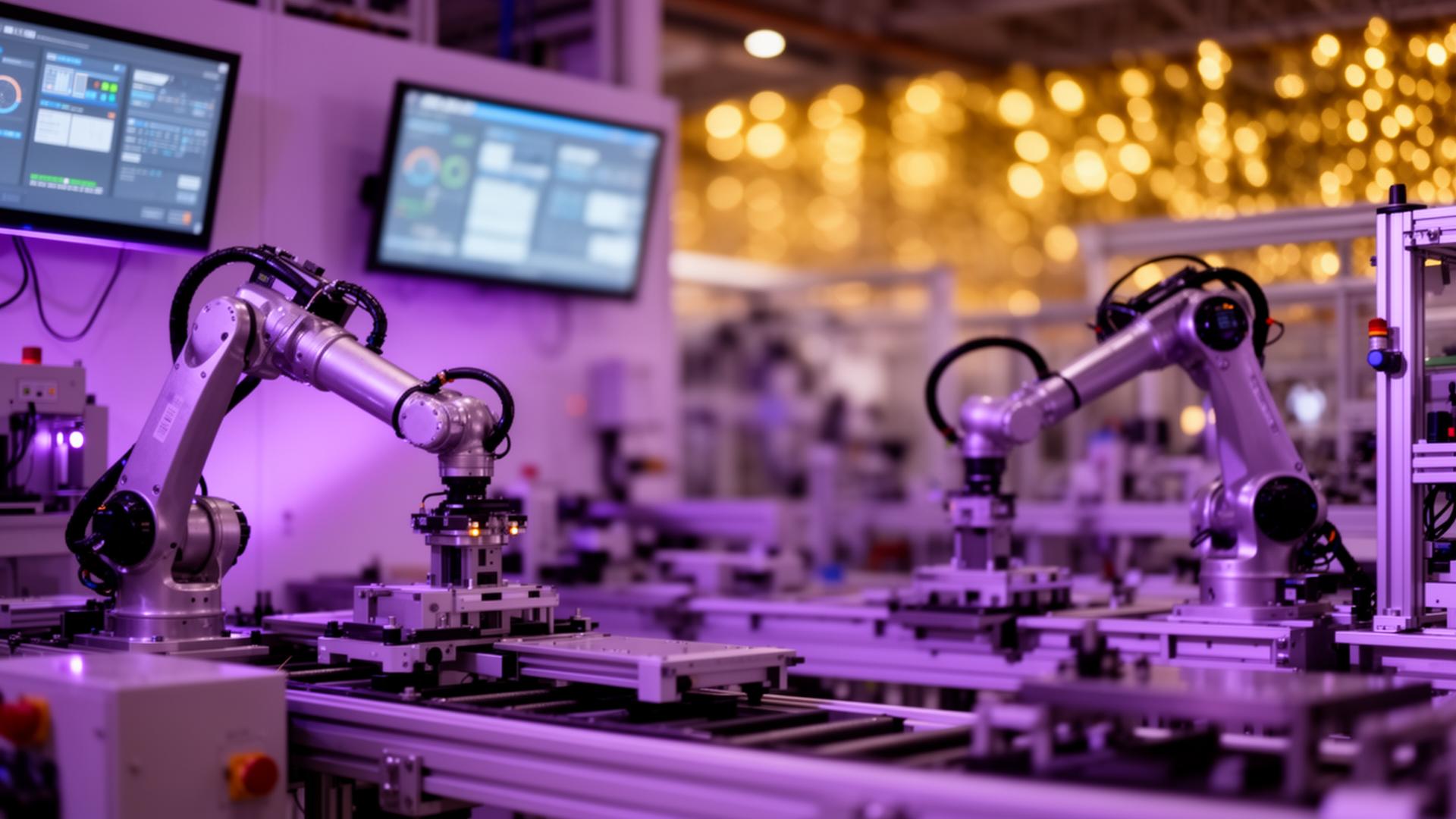 Manufacturing production line with digital quality inspection systems and AI-powered supplier communication tools