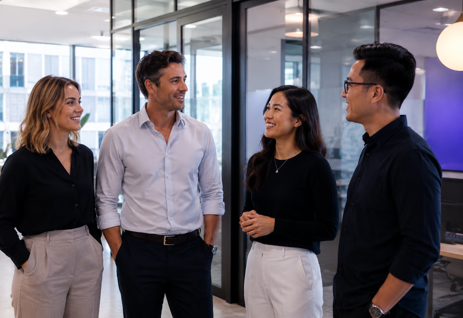 MyRepublic Digital operations leaders mid-conversation in a modern office