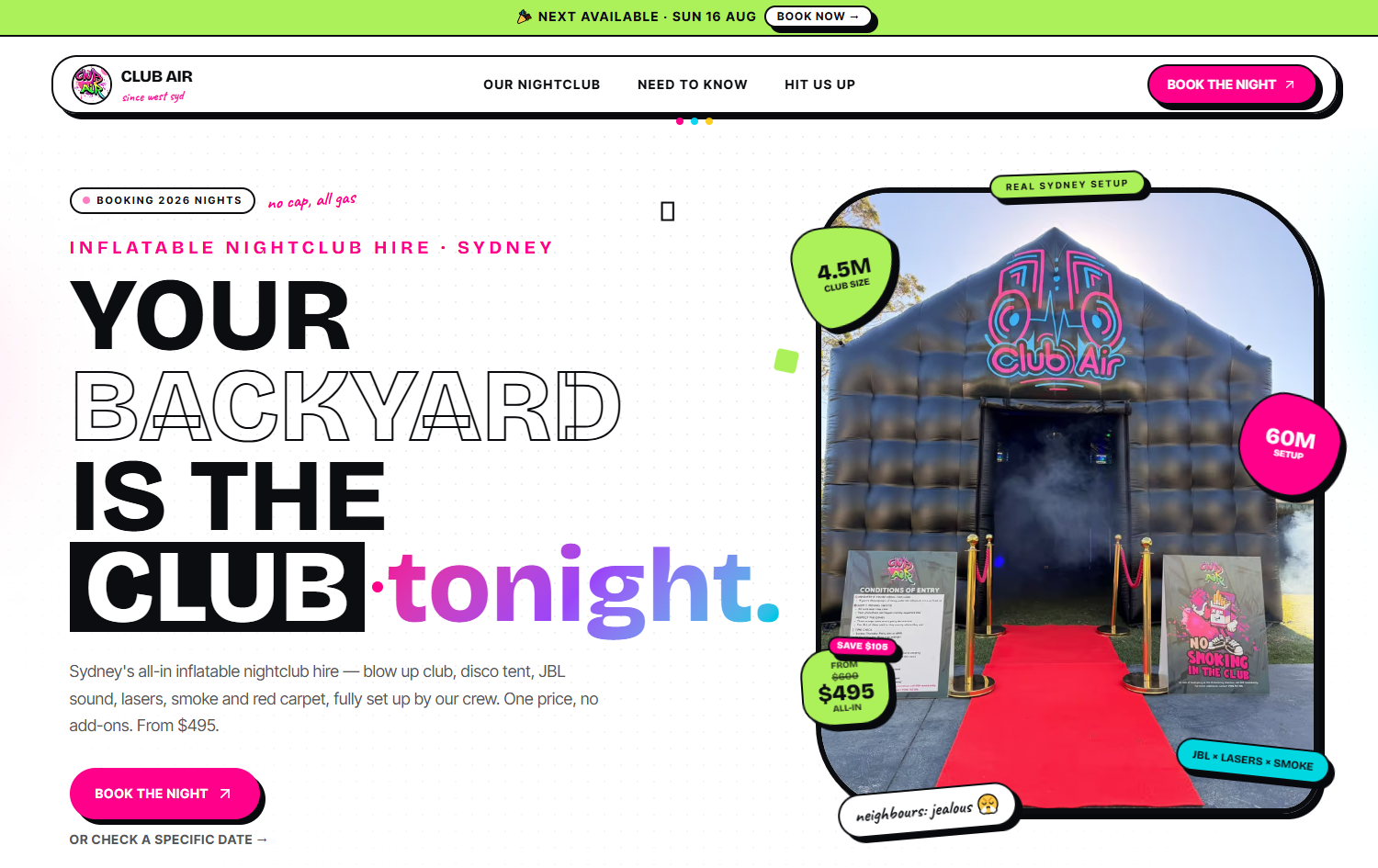 Club Air website screenshot