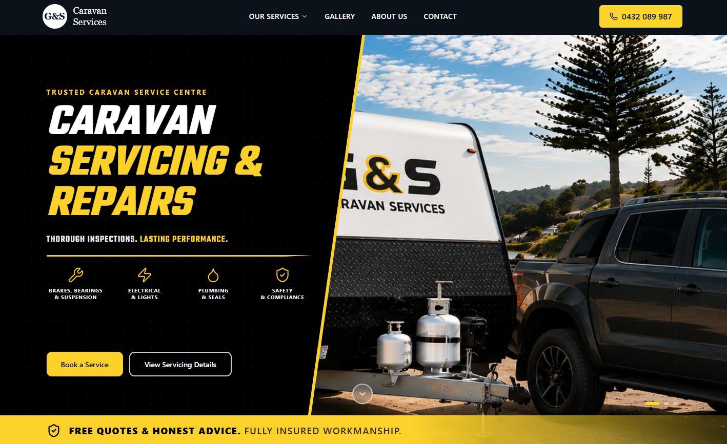 G&S Caravan Services website screenshot