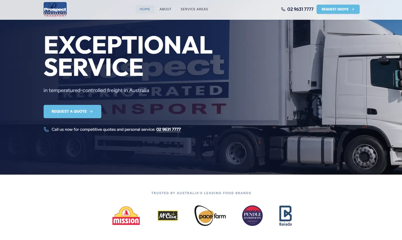 Prospect Refrigerated website designed by MyRepublic Digital